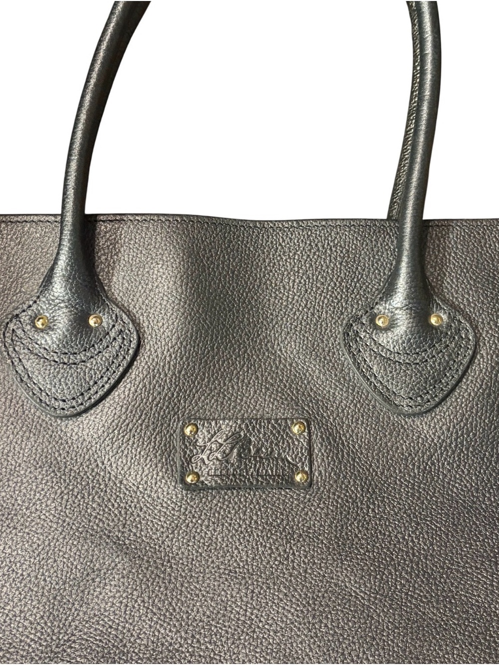 Vintage L.L. Bean Pewter Grey Large Pebbled Leather Tote Bag Carryall HTF - Picture 5 of 8